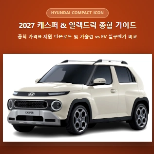 2027 현대 캐스퍼 가솔린 및 일렉트릭 공식 가격표 모의견적 종합 가이드