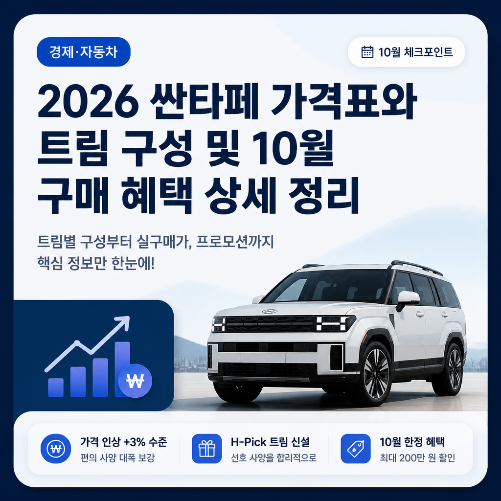 2026 싼타페 가격표 및 트림별 옵션 분석 대표 이미지